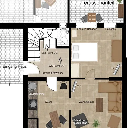 דירה Fewo Namibia, Zentrumsnah, Parkplatz, Terrasse אנדרנאך